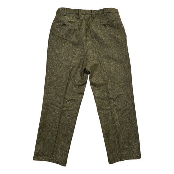 Peter Christian John Hanly Tweed Wool Green Pleated Pants Mens 36 - Picture 2 of 8